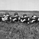 Canadian snipers get some last minute training in England, May 9, 1944, as all await D-day. From left to right are : J. J. Showers, Montreal; C.H.Gerrard, Tottenham, Ont.; W. G. Bettridge, Brampton, Ont.; W.A.Lyons, Toronto and L.H. Oddy, Toronto. (AP Photo)